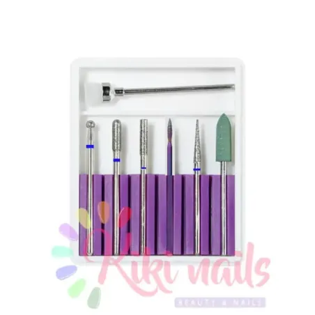 Kit punte fresa cuticole,dry manicure, in diamante 7 pz, unghie Altro, OUTLET unghie.