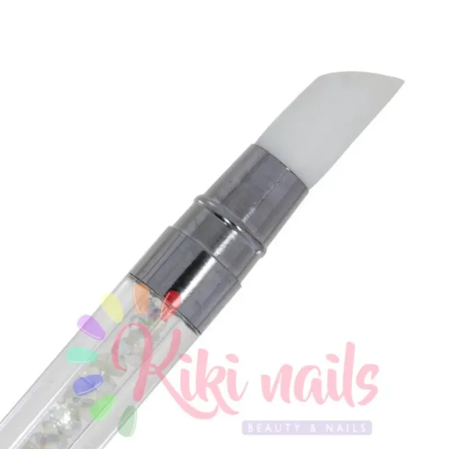 Pennello silicone doppia punta con strass bianchi, unghie Allepaznokcie, PENNELLI unghie.