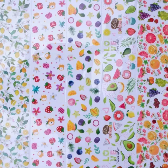 Scatola Set 10 Transfert Foil FRUIT, vari design, unghie Allepaznokcie, OUTLET unghie.