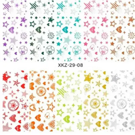 Scatola Set 10 Transfert Foil STARS, vari design, unghie Allepaznokcie, OUTLET unghie.