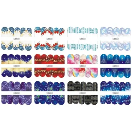 Foglio 12 Water decal tema NATALE 12, unghie Altro, OUTLET unghie.