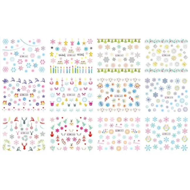 Foglio 12 Water decal tema NATALE 13, unghie Altro, OUTLET unghie.