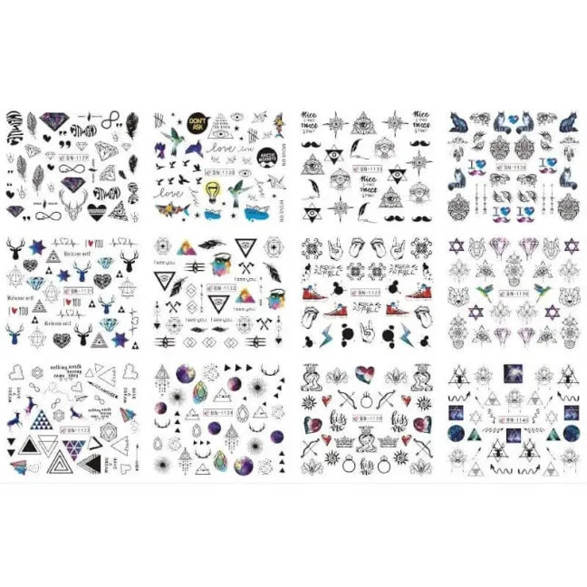 Foglio 12 Water decal tema MANDALA, unghie Altro, OUTLET unghie.