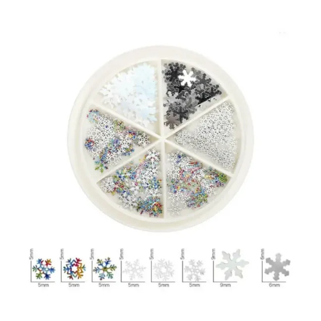 Decori natalizi FIOCCHI DI NEVE MULTICOLOR, 150 pz, unghie Altro, OUTLET unghie.