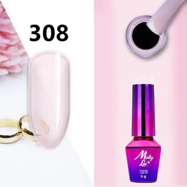 Semipermanente Mollylac SKIN & MAKEUP Allepaznokcie 5 ml, unghie Allepaznokcie, SEMIPERMANENTI unghie.