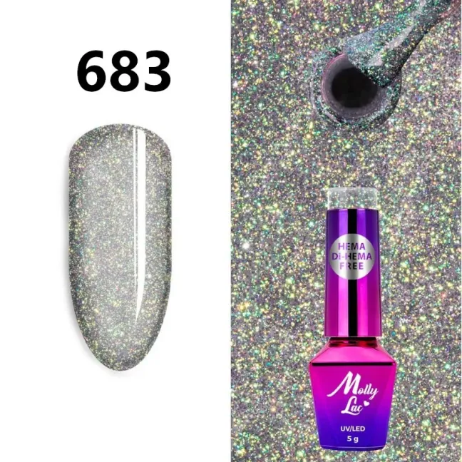 Semipermanente MOLLYLAC SHOCKING SHINE Hema/di-Hema free Allepaznokcie 5 ml, unghie Allepaznokcie, SEMIPERMANENTI unghie.