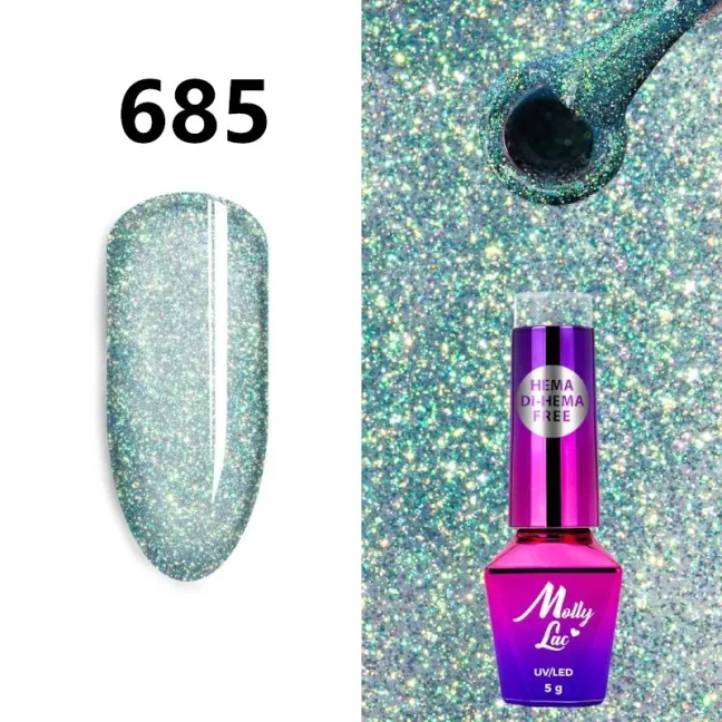 Semipermanente MOLLYLAC SHOCKING SHINE Hema/di-Hema free Allepaznokcie 5 ml, unghie Allepaznokcie, SEMIPERMANENTI unghie.