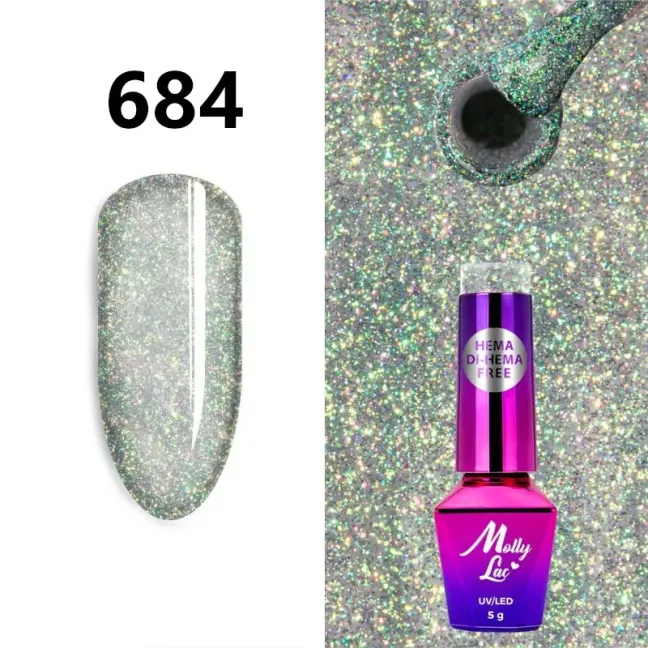 Semipermanente MOLLYLAC SHOCKING SHINE Hema/di-Hema free Allepaznokcie 5 ml, unghie Allepaznokcie, SEMIPERMANENTI unghie.