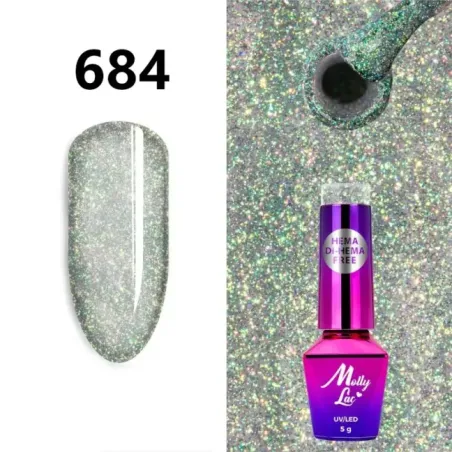 Semipermanente MOLLYLAC SHOCKING SHINE Hema/di-Hema free Allepaznokcie 5 ml, unghie Allepaznokcie, SEMIPERMANENTI unghie.