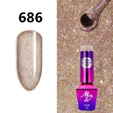 Semipermanente MOLLYLAC SHOCKING SHINE Hema/di-Hema free Allepaznokcie 5 ml, unghie Allepaznokcie, SEMIPERMANENTI unghie.