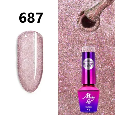Semipermanente MOLLYLAC SHOCKING SHINE Hema/di-Hema free Allepaznokcie 5 ml, unghie Allepaznokcie, SEMIPERMANENTI unghie.