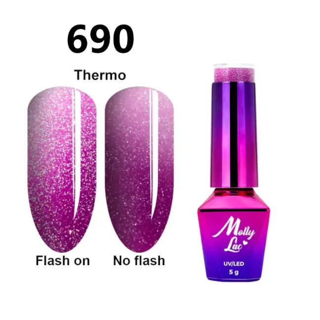 Semipermanente Mollylac FLASHING LIGHTS THERMO Allepaznokcie 5 ml, unghie Allepaznokcie, SEMIPERMANENTI unghie.