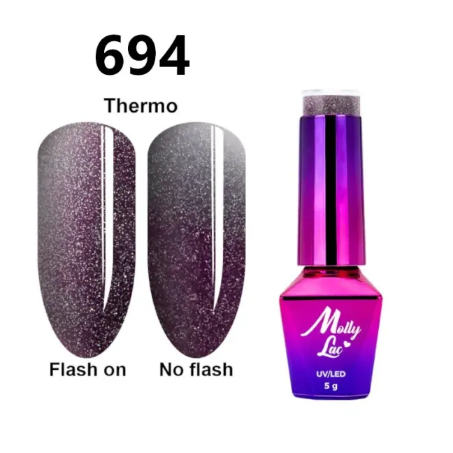 Semipermanente Mollylac FLASHING LIGHTS THERMO Allepaznokcie 5 ml, unghie Allepaznokcie, SEMIPERMANENTI unghie.