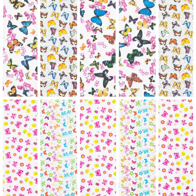 Scatola Set 10 Transfert Foil BUTTERFLY2, vari design, unghie Allepaznokcie, OUTLET unghie.