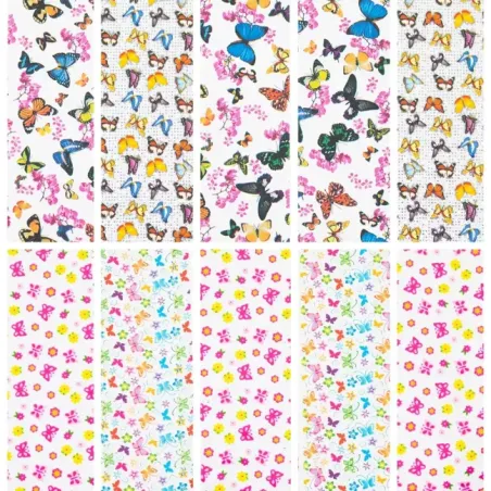Scatola Set 10 Transfert Foil BUTTERFLY2, vari design, unghie Allepaznokcie, OUTLET unghie.