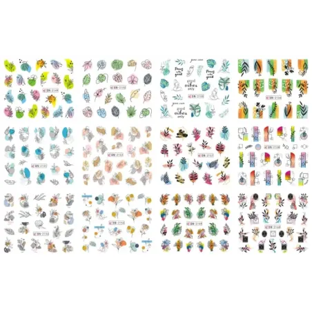 Foglio completo 12 Water decal tema GOOD VIBES, unghie Altro, OUTLET unghie.