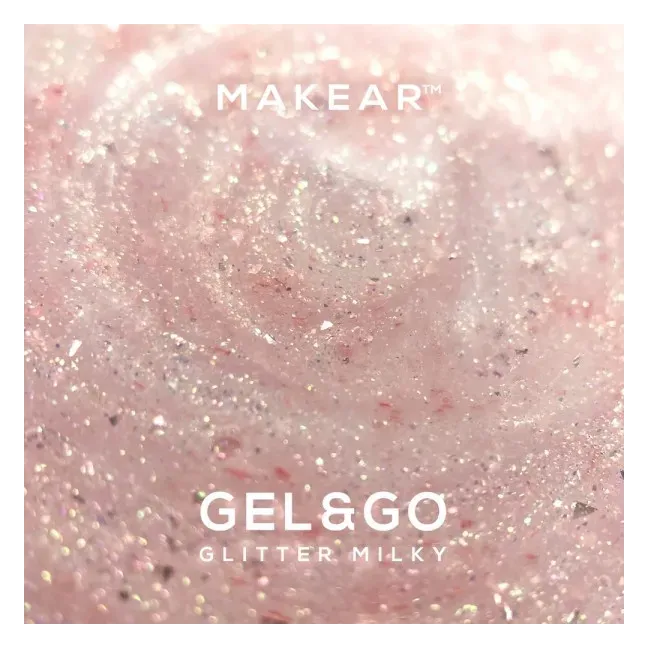 Gel costruttore GEL&GO GLITTER MILKY Makear 50 gr, unghie Makear, GEL COSTRUTTORI unghie.
