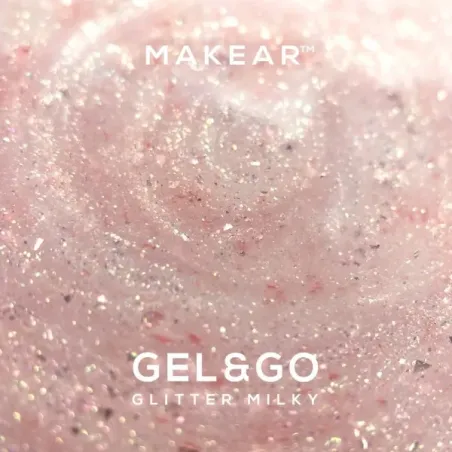 Gel costruttore GEL&GO GLITTER MILKY Makear 50 gr, unghie Makear, GEL COSTRUTTORI unghie.