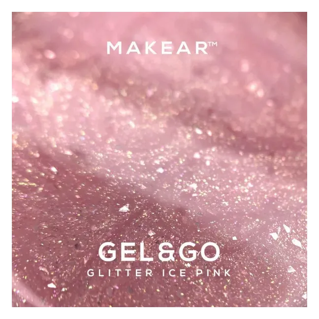 Gel costruttore GEL&GO GLITTER ICE PINK Makear 50 gr, unghie Makear, GEL COSTRUTTORI unghie.