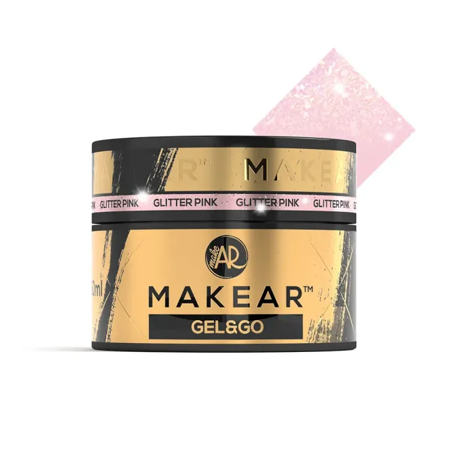 Gel costruttore GEL&GO GLITTER PINK Makear 50 gr, unghie Makear, GEL COSTRUTTORI unghie.