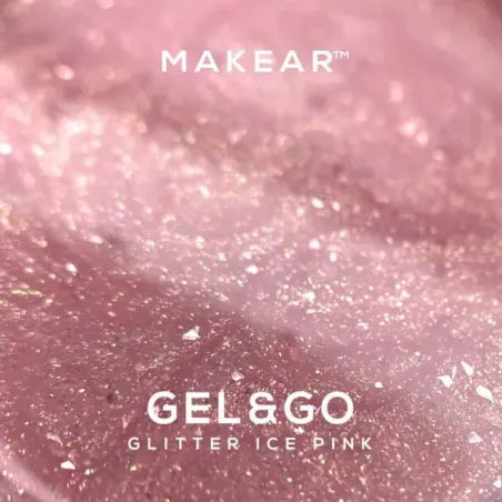 Gel costruttore GEL&GO GLITTER PINK Makear 50 gr, unghie Makear, GEL COSTRUTTORI unghie.