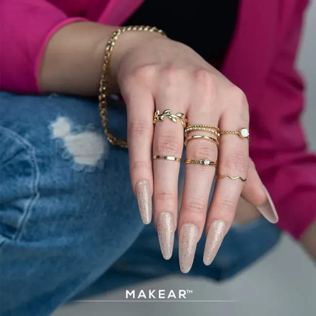 Gel costruttore GEL&GO GLITTER BEIGE Makear 50 gr, unghie Makear, GEL COSTRUTTORI unghie.