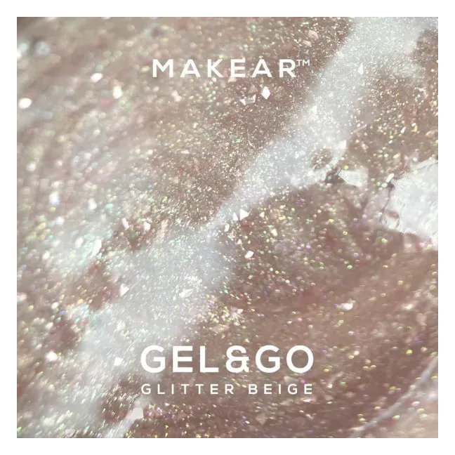 Gel costruttore GEL&GO GLITTER BEIGE Makear 50 gr, unghie Makear, GEL COSTRUTTORI unghie.
