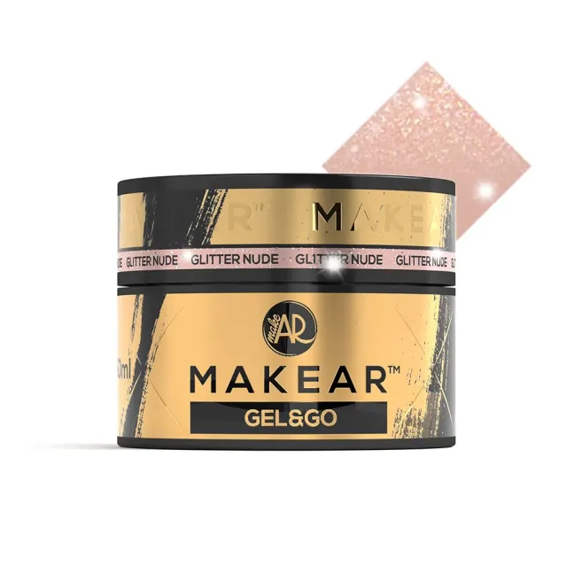 Gel costruttore GEL&GO GLITTER NUDE Makear 50 gr, unghie Makear, GEL COSTRUTTORI unghie.