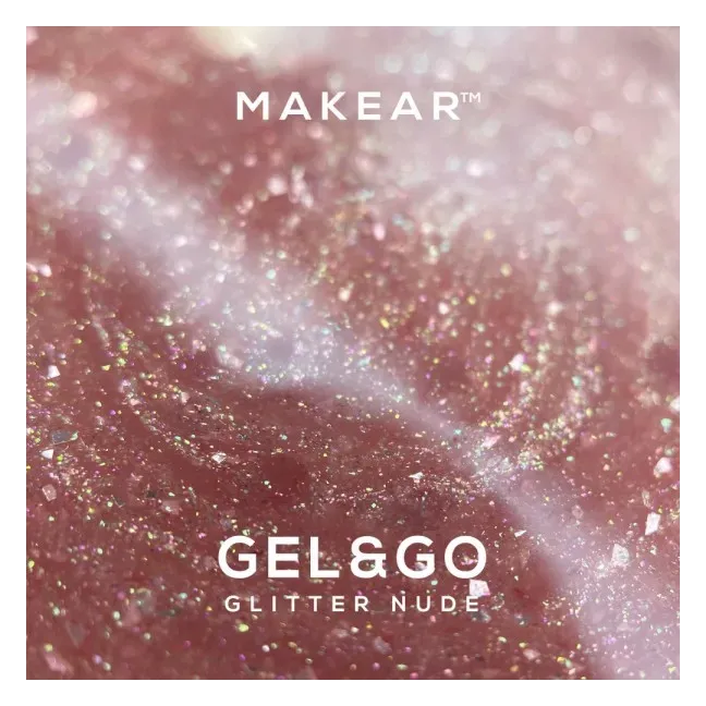 Gel costruttore GEL&GO GLITTER NUDE Makear 50 gr, unghie Makear, GEL COSTRUTTORI unghie.