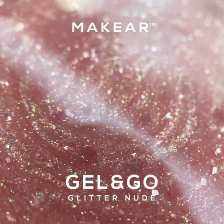 Gel costruttore GEL&GO GLITTER NUDE Makear 50 gr, unghie Makear, GEL COSTRUTTORI unghie.