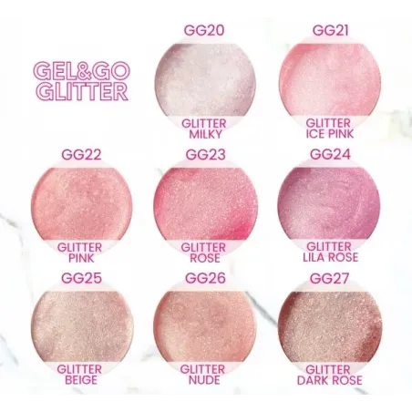 Gel costruttore GEL&GO GLITTER DARK ROSE Makear 50 gr, unghie Makear, GEL COSTRUTTORI unghie.