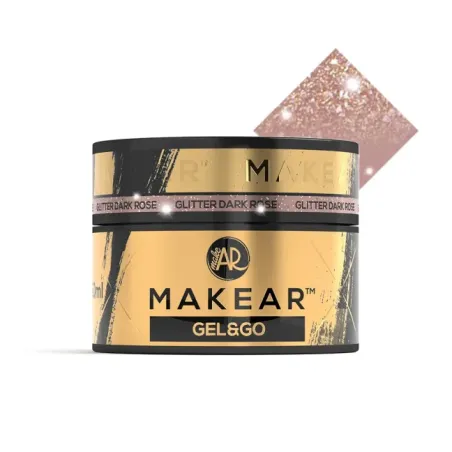 Gel costruttore GEL&GO GLITTER DARK ROSE Makear 50 gr, unghie Makear, GEL COSTRUTTORI unghie.