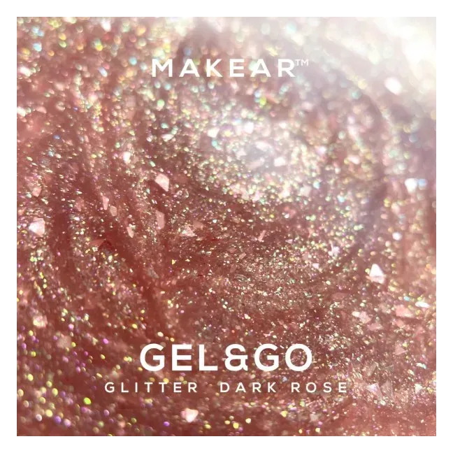 Gel costruttore GEL&GO GLITTER DARK ROSE Makear 50 gr, unghie Makear, GEL COSTRUTTORI unghie.