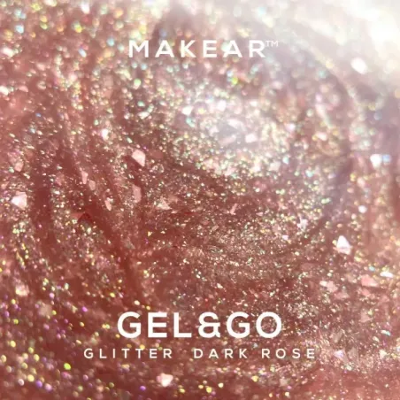 Gel costruttore GEL&GO GLITTER DARK ROSE Makear 50 gr, unghie Makear, GEL COSTRUTTORI unghie.