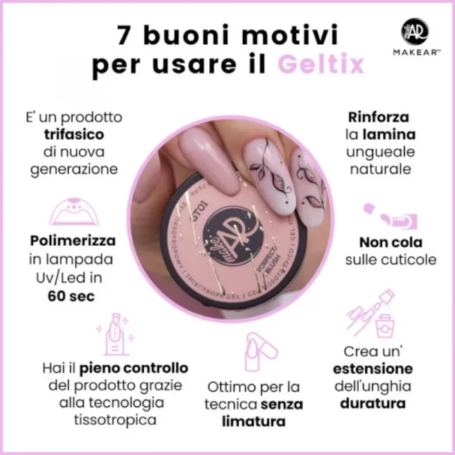 Gel costruttore GELTIX SECRET PINK Makear 50 gr, unghie Makear, GEL COSTRUTTORI unghie.