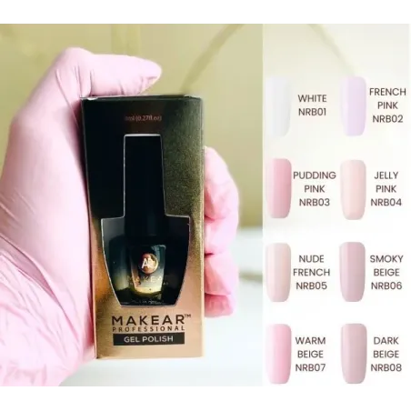 Base ibrida RUBBER NUDE FRENCH Makear 8 ml, unghie Makear, BASI & TOP unghie.