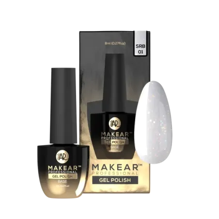 Base ibrida glitter RUBBER SPARKLING LYRA Makear 8 ml, unghie Makear, BASI & TOP unghie.