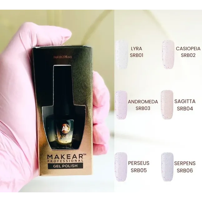 Base ibrida glitter RUBBER SPARKLING ANDROMED Makear 8 ml, unghie Makear, BASI & TOP unghie.