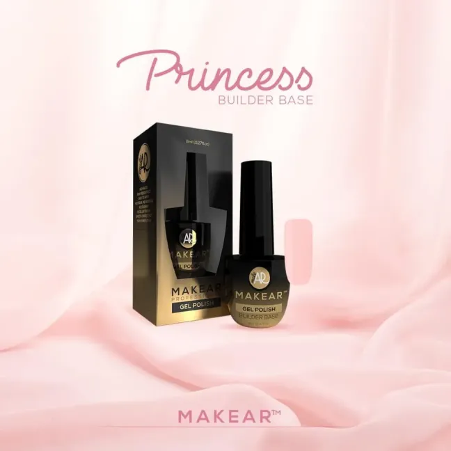Gel costruttore boccetta BUILDER BASE PRINCESS Makear 8 ml, unghie Makear, BASI & TOP unghie.
