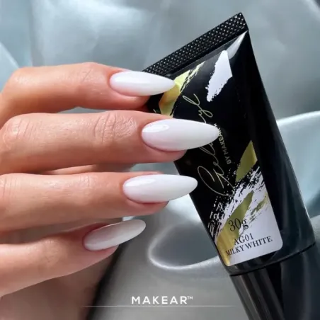 Polygel Acrygel GELACRYL MILKY WHITE Makear 30 gr, unghie Makear, ACRYGEL unghie.