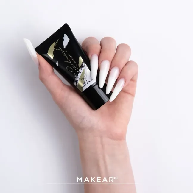 Polygel Acrygel GELACRYL MILKY WHITE Makear 30 gr, unghie Makear, ACRYGEL unghie.