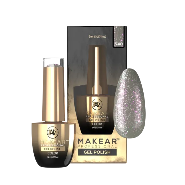 Semipermanente Polish GLITTER DIAMOND S48 Makear 8 gr, unghie Makear, SEMIPERMANENTI unghie.